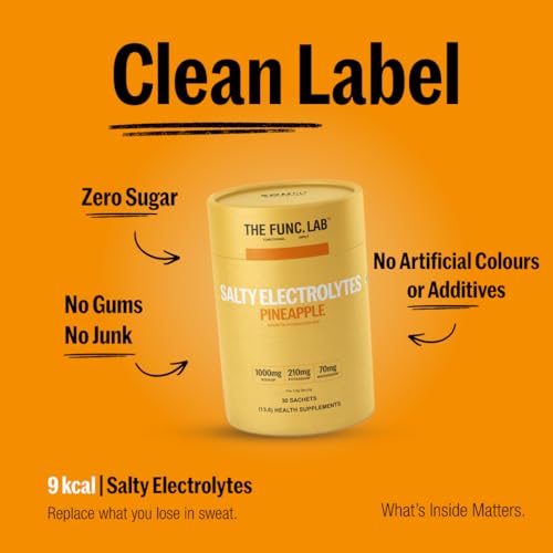 Image of The Func. Lab Daily Electrolytes - Salty Pineapple Pack Of 2 | 30 Sachets Each | Instant Hydration Powder with Sodium, Potassium, Magnesium | Sugar-Free, No Preservatives | Instant Energy & Recovery Drink
