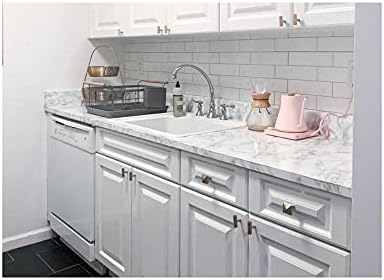 EZ FAUX DECOR Peel and Stick Kitchen Countertop Marble Granite Gray White Roll Update Removeable Thick Waterproof Self Adhesive Vinyl Laminate Film Not Paint 36" x 180"