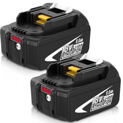 2-Pack 8000mAh High Capacity Replacement for Makita 18V Battery Compatible with Makita 18 Volt Batteries BL1860B BL1850B BL1840B BL1830B BL1815B LXT400 with LED Indicator Cordless Power Tools (White)