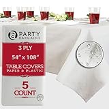 Party Bargains Disposable Table Cover | Classic White Paper 3 Ply Premium & Elegant Plastic Table Covers - Size 54