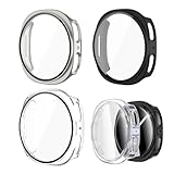 PHYNDR 3 Pezzi Cover con Pellicola Protettiva per Samsung Galaxy Watch 8 40mm, Custodia Protettivo Complessiva, Vetro Temperato Film Incorporato Alta Sensibilità(Nero, Trasparente, Colore Titanio)