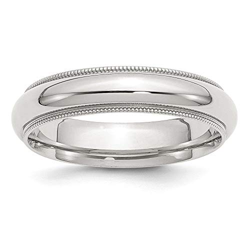Sonia Jewels Solid 925 Sterling Silver 5mm Millgrain Comfort Fit Plain Classic Traditional Wedding Band Ring (5mm)