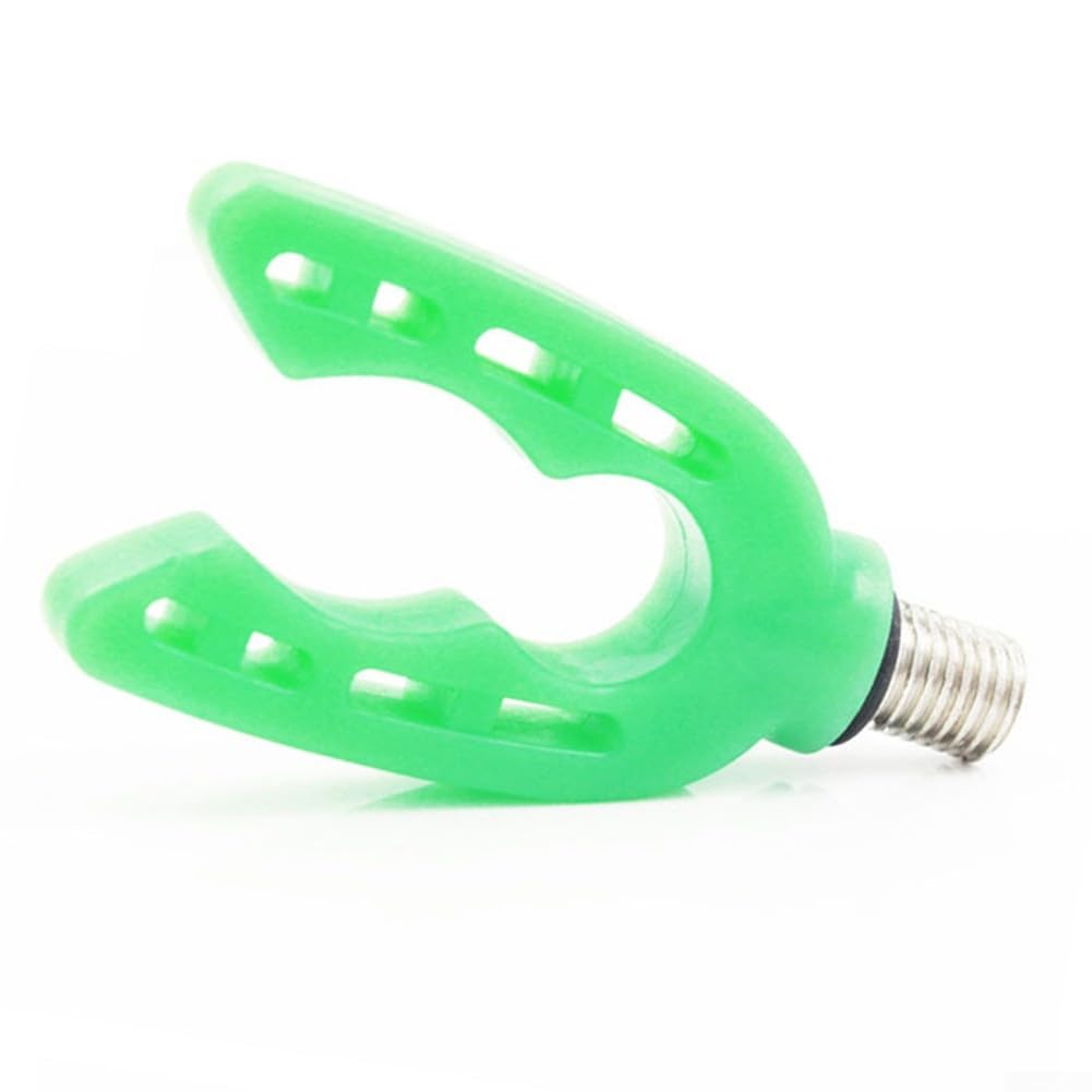 Eawfgtuw Luminous Carp Fishing Rod Rest Head, Silicone and Metal Rod Gripper with 3/8 Thread for Night Fishing, For Durable For CNC Machined Rod Holder Butt Green(Luminous green)