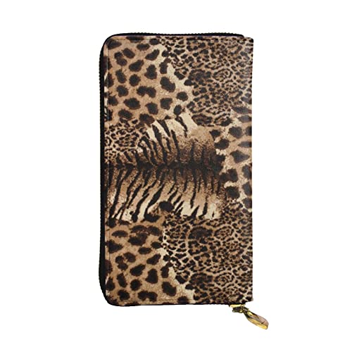 Portefeuille long léopard en cuir noir idéal pour le quotidien
