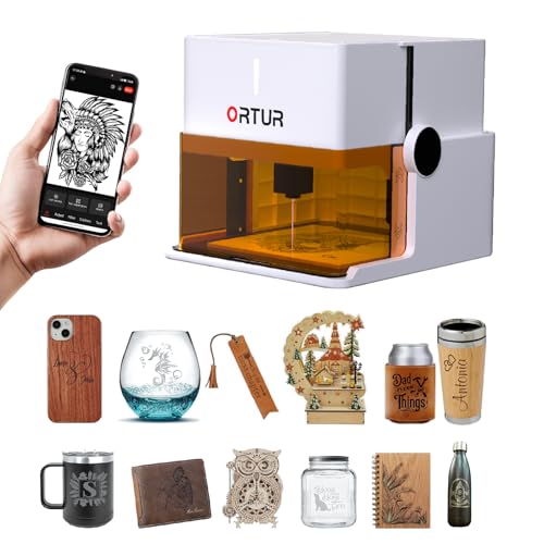 Ortur R1 5000mW Portable Laser Engraver and Cutter, Class 1 Foldable Laser Engraver, Exquisite Gift Box Packaging, APP Control Laser Engraver for Wood, Leather, Glass, Cloth (White)