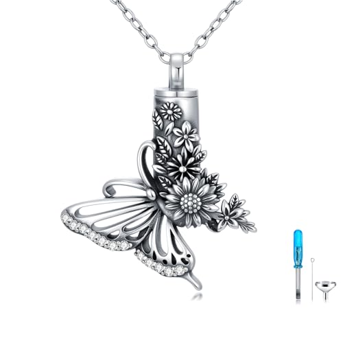 Dorunmo Urn Necklace for Ashes for Women 925 Sterling Silver Cremation Jewelry for Ashes Sunflower keepsake Necklace for Memorial Necklaces for Ashes
