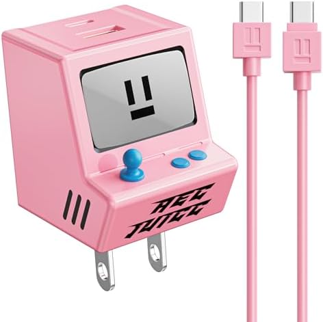 VOFUOE USB C Cable for iPhone 17 16 15 Charger Fast Charging 3.3FT Type C Charging Cord with 30W Dual Port Adpater USB C Charger Block USB A Wall Charger Retro Game Console for iPad, Galaxy S25-Pink