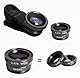 3 in 1 Handy Objektiv Set, Clip-On Kamera-Adapter für Smartphones - Fischaugenobjektiv (180° Fisheye Linse) + Weitwinkel (0,67x Wide) + Makroobjektiv (10x) - für alle Handys geeignet (Schwarz)