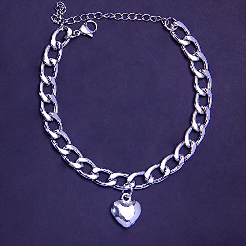 Ankle Bracelets For Women Cuban Link Anklet Silver Heart Anklet Silver Anklets For Women Silver Anklet Bracelets For Women Dainty Foot Jewelry #TOP3