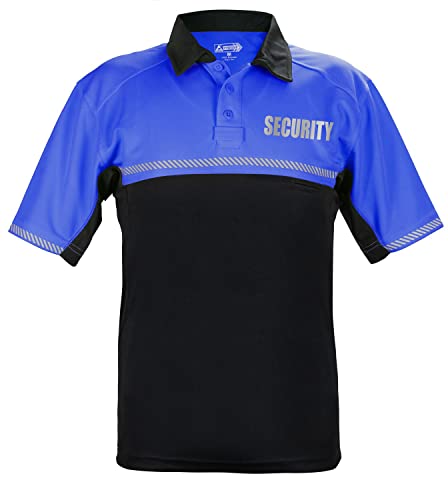 RYNO GEAR 100% Polyester Jersey Knit Two Tone Reflective Security Bike Patrol Polo Shirts (Royal Blue/Black) Medium