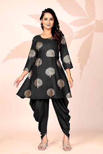 Image of Floral Print Cotton Kurta and Dhoti Set for Women Designer