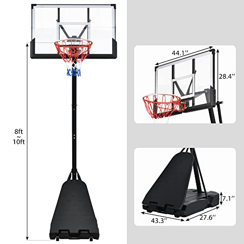 Homsof Portable Basketball Hoop Basketball System Height Adjustment For Youth Adults Led Basketball Hoop Lights, Colorful Lights, Waterproof，Super Bright To Play At Night Outdoors，8Ft-10Ft-A #TOP7