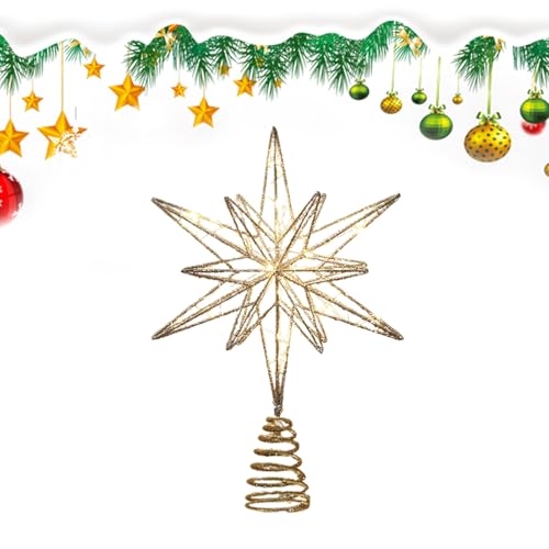 Estrela de Natal iluminada para o topo da árvore | para a taça da árvore festiva, estrela de Natal com brilho iluminado - para escritório interior casa bar loja quarto sala de estar