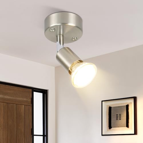 Lichtmaler LED Deckenspots GU10 Deckenstrahler - Deckenleuchte 1 Flammig Schwenkbar 330° Deckenlampe Flurlampe Industriel Edelstahl Wand für Schlafzimmer Badezimmer Küche Ohne Leuchtmittel