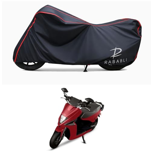 Image of Waterproof Bike Body Cover Compatible for | Simple Energy One Extra | Taffeta Fabric, Red Piping Design, Bottom Elastic Fit | Dustproof, Sun UV & Rain Protection for All Bikes