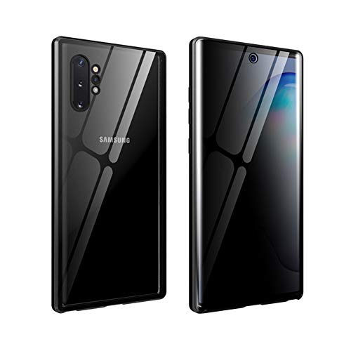HIKERCLUB Magnetic Adsorption Case Full Body Protection Built-in Screen Protector Front and Back Double Sided Glass Anti Scratch Luxury Metal Bumper Case (Black01 / Privacy, S10)