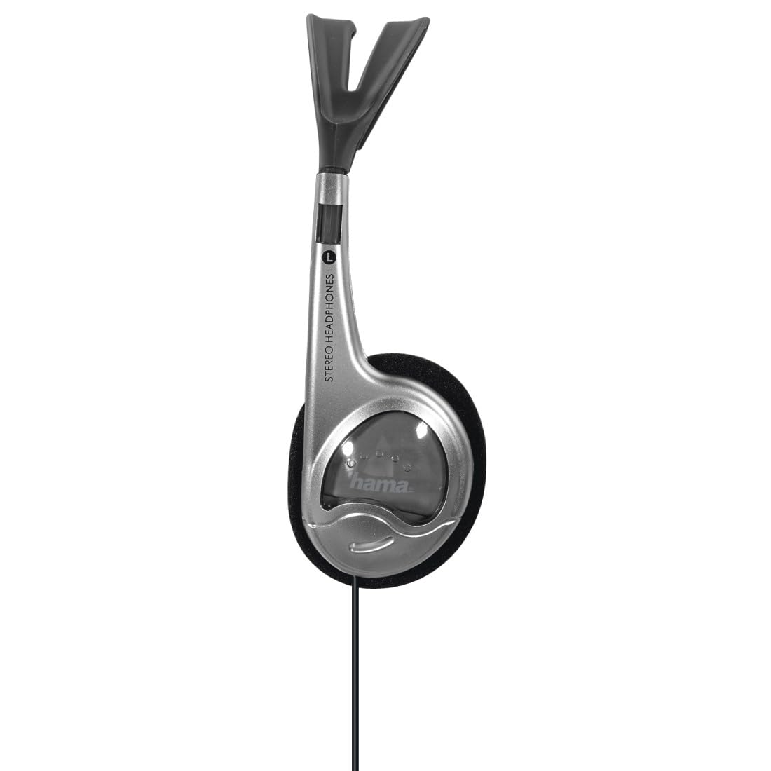 Hama Casque Stéréo HK-229 (Casque Audio Supra-Auriculaire pour Lecteur mp3, iPod, Bande passante de 20 Hz - 20 kHz, Jack 3,52mm mâle, câble uni-latéral de 1,5 m, Ajustable et léger) Noir/Gris