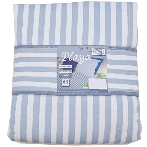 S&G Home Boutis Copriletto Estivo 100 gr Trapuntato a Righe - Celeste, Matrimoniale
