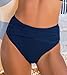 CUPSHE Womens Swimsuit Bikini Bottom Ruched Fashion High Waisted Bathing Suit Wrap Front Modern Swimwear, S Navy