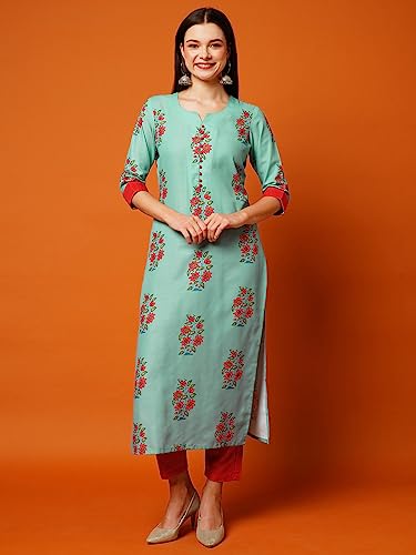 Image of ANNI DESIGNER Women's Cotton Blend Kurta With Pant