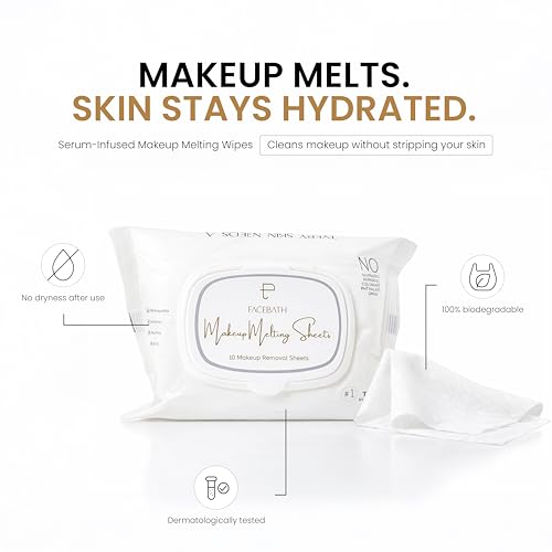 Image of Personal Touch Makeup Melting Skin Care Wipes | World's First Serum Infused Hydrating Makeup Remover With Hyaluronic Acid & Ceramides | 100% Bio-Degradable (4 Pack of 10 Sheets Each)