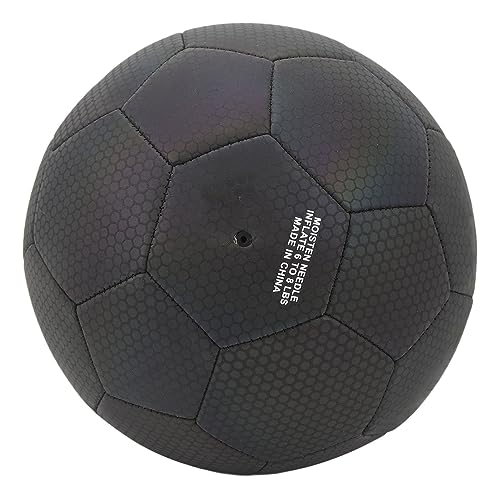 Reflektierender Fußballkugel, Größe 5 Leuchten Im Dunklen Schwarzen Leuchtenden Ball Reflektierende Fußball PU Leck -Proof Air Ventil Leuchtend Leuchtend Fußball