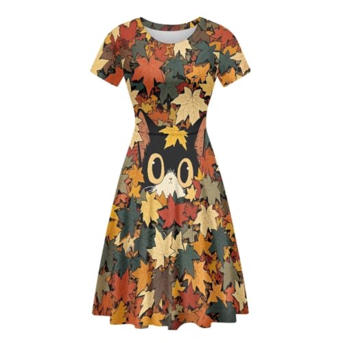 Image of AFPANQZ Womens Casual Summer Lightweight Vintage Dress Short Sleeve Midi Dress Knee-Long Luxury Formal Dress
