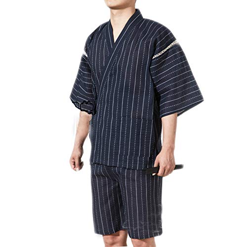 FANCY PUMPKIN Jinbei Men's Japanese Style Dressing Gown Kimono Pajamas Suit Size