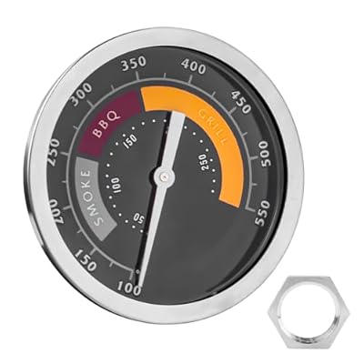 3695528R06 Analog Smoker Temperature Gauge Compatible with Oklahoma Joe's Smokers and Most 13/16-inch Opening Charcoal Grills & Charcoal Smokers, BBQ Temp Gauge Stainless Steel Thermometer (1pack)