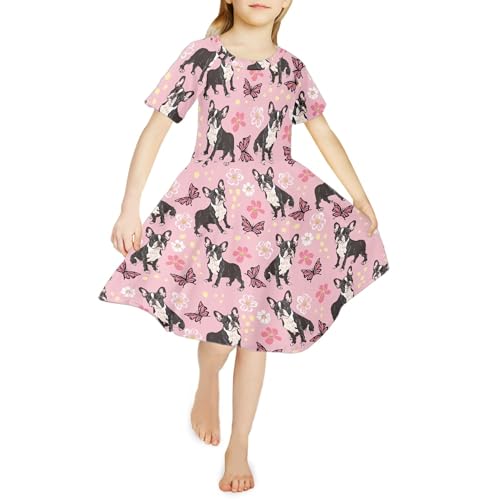 CLOHOMIN Girls Short Sleeve Dress Toddler Girl Clothes Beach Sundress Outfit Kids Round Neck Knee Length Skater Dress2