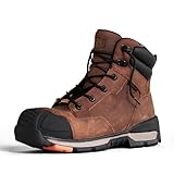 BRUNT Perkins (Comp Toe) - Men’s Size 10.5, Brown - 6' Waterproof Durable Wedge Work Boot with Defined Heel - EH Rated - Slip + Oil Resistant - Adjustable Width System