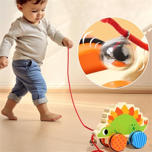 Animal Push Car, Wood Dragon Push Car, Baby Vehicle Toys, Hand Push Car Toys, Sensory Push Car, Push Car Toys for Girls, Toddler Push Car, Pull Rope Baby Car, Wooden Dragon Toy - Image 4