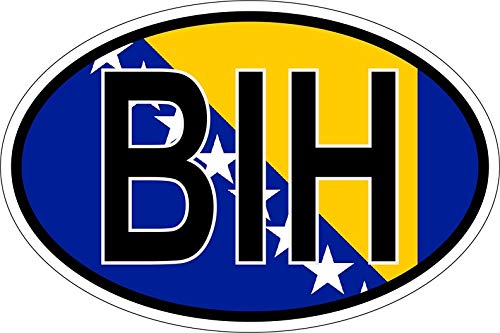Akachafactory Autocollant Sticker Ovale Oval Drapeau Code Pays BIH Bosnie herzegovine