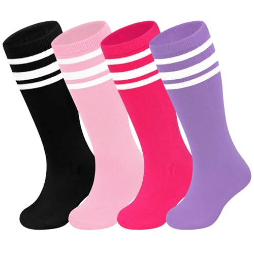 Image of Sarfel Youth Toddler Soccer Socks Kids Baseball Socks Youth Boys Girls Knee High Softball Football Accessories Tube Cotton
