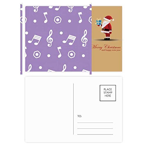 Cartes postales blanches avec notes de musique violettes Père Noël de qualité