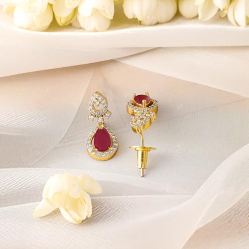 Image of Rubans American Diamond Zirconia Necklace Set Traditional Stylish Jewellery Gift for Women & Girls