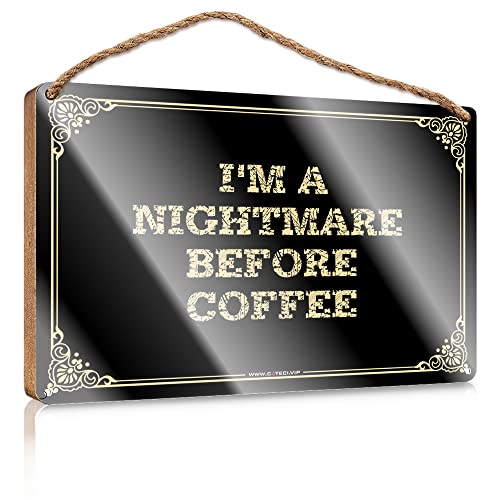 Office Door Signs p[\iCY I'm A Nightmare Before Coffee ؐTCv[N փhATCp (J[: J[ATCY:15X28CM)