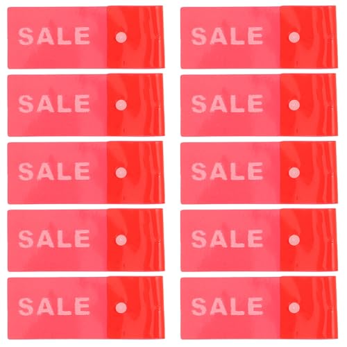 QUMIIRITY Etiquetas Colgantes para Perchas de Ropa Rojas, 10 Piezas, Plástico con Hebilla a Presión, para Venta Minorista y Organización en Tiendas de Ropa, Resistentes y