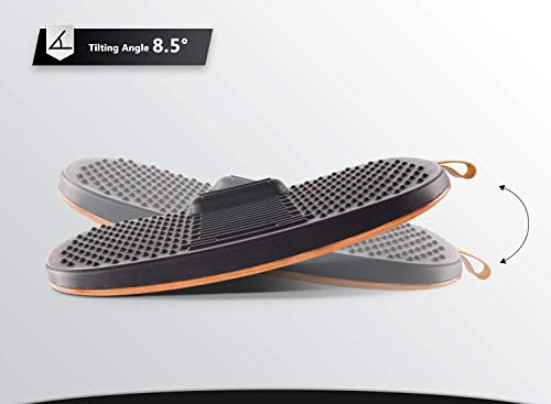 Image of FEZIBO Standing Desk Mat with Anti Fatigue Bar, Wooden Wobble Balance Board with Ergonomic Design Comfort Floor Mat