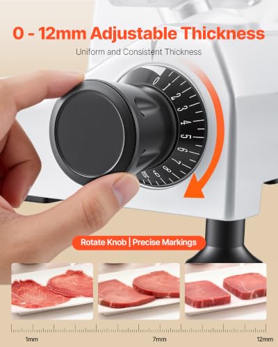 Image of VEVOR Commercial Meat Slicer, 10 inch Electric Food Slicer, 240W Frozen Meat Deli Slicer, Premium Chromium-plated Steel Blade Semi-Auto Meat Slicer For Commercial and Home use