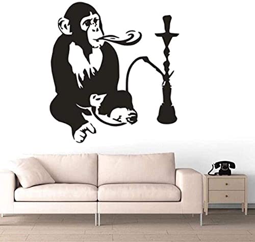 Wandaufkleber PVC Abnehmbare Wandtattoo Affe & Shisha Home Interior Decoration Shisha Entspannung Arabian Funny Monkey…