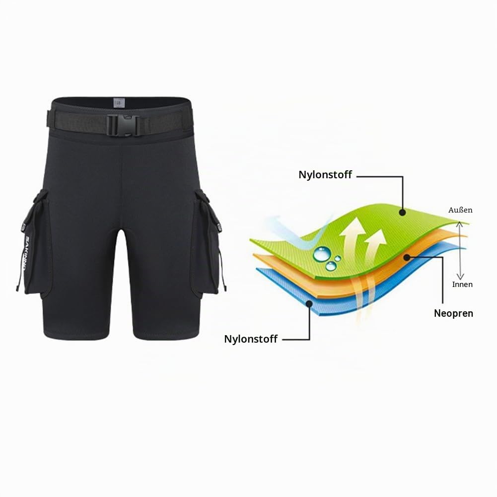3mm Neopren Tech Shorts mit Taschen Unisex Cargo Shorts Halten Warm D-Ring Schnalle für Tauchen Ausrüstung Zubehör