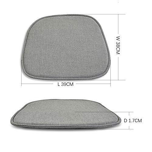DORAFAIR 4er Set Stuhlkissen Leinen Eckig Sitzkissen Sitzauflage Gepolstert für Stühle in Haus und Garten, 39 x 38 x 1.7 cm, Grau - Image 3