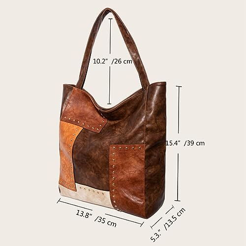 Bolso tote para mujer de cuero PU patchwork miniatura 3