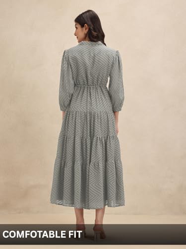 Image of Leriya Fashion Maxi Dress for Women | Western Summer Georgette Stylish A-line Dress for Beach Party Outfits | Western Summer Black One Piece Knee Length Dresses for Woman