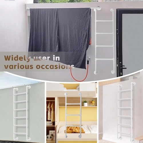 Wall Mounted Attic Loft Ladder 4ft-9ft, Customizable Size, Wrought Iron Emergency Climbing Ladder for High Sleeper Bunk Beds & Egress Window Wells - Durable & Safe