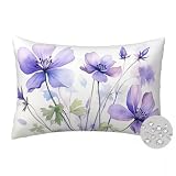 Juego de 2 Fundas Cojines 40x60 cm, Funda Cojin Morado Impermeables para Exteriores, Funda de Almohada Flor de Lino Cojines Decorativos para Habitacion Sala de Estar Patio Jardín Balcón Sofá -FS289