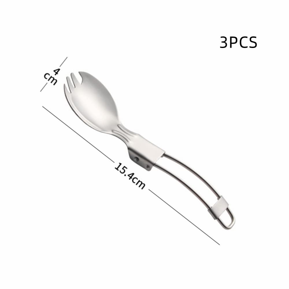 CQADSC 3Pcs Camping Cutlery Portable Folding Spoons Folding Forks Lightweight Folding Cutlery Folding Flatware for Picnic Hiking Outdoor Travel - Image 2