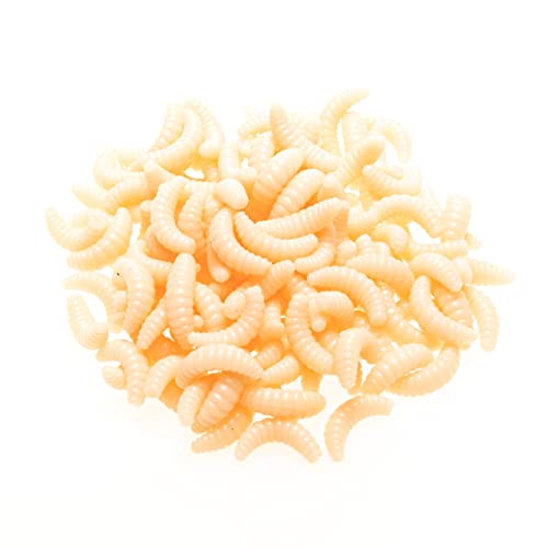 Kit 100 Isca Artificial Pesca (50 Larvas Cor LARANJA + 50 Minhocas Biônica) em Silicone Soft para Ti