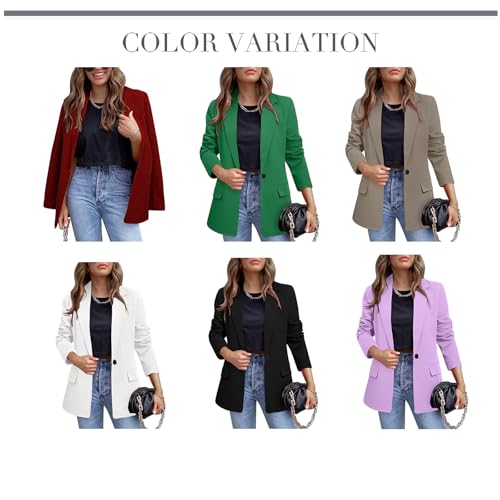 YUNCLOS Womens Casual Suit Blazer 1 Button Long Sleeve Notched Lapel Open Front Jacket for Work Office4